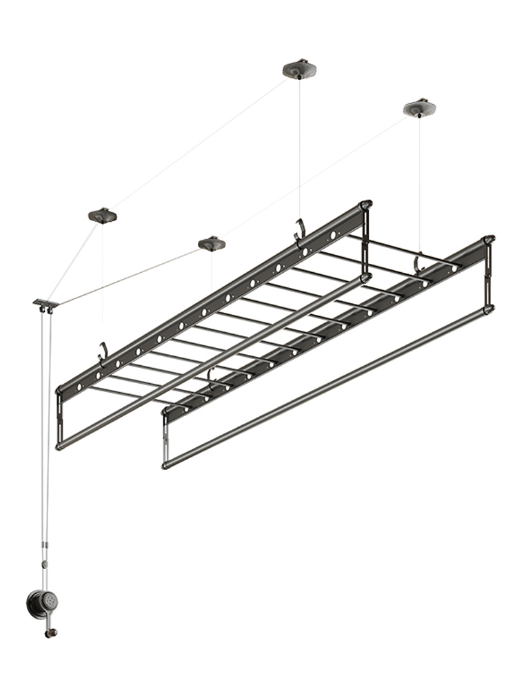 升降晾衣架手摇器阳台晾衣杆神器四杆家用自动顶装手动晒衣架凉衣