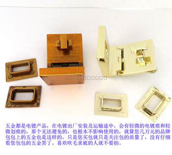 ກະເປົ໋າຂອງແມ່ຍິງ flip-leaf lock square retro gold button screw fixed ຫນັງແທ້ຖົງ lock clip