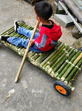 幼儿园儿童竹子玩具车平板车推车