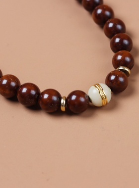 招财紫金鼠手串光珠菩提子白玉手