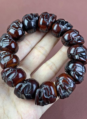 藏式天然西藏红牦牛角尸陀林主骷