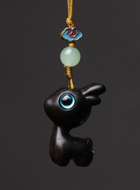 小叶紫檀小鹿手机链diy配饰黑檀