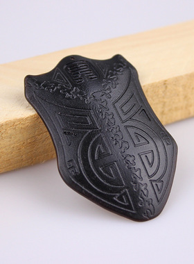 藏式黑牛角三界牌子双貔貅扣手工