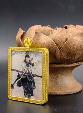 单面描金二郎神4x5八宝莲花万字