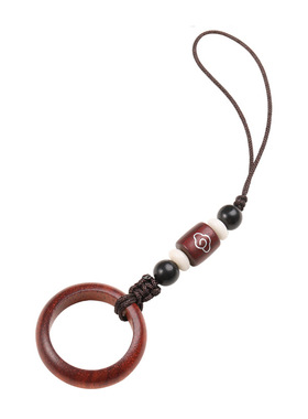 檀木手机挂绳指环挂件钥匙扣短款