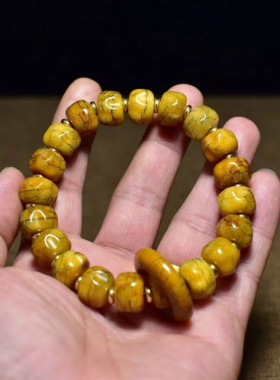 西藏牛骨天然牦牛雕刻百香手链男