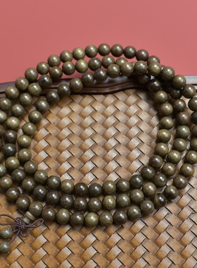 天然阴沉金丝楠木108颗手串绿料