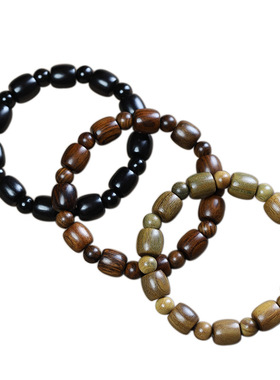 正宗绿檀木黑花梨佛珠手串天然檀