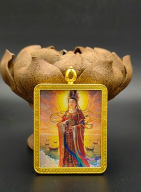 单面描金妈祖4x5八宝莲花万字壳