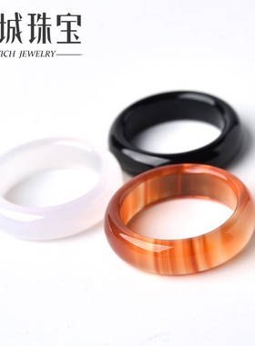 天然高冰种玛瑙戒指女玉髓马料跑