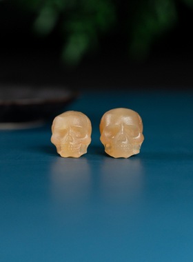 藏式天然羊角手串雕刻骷髅头散珠