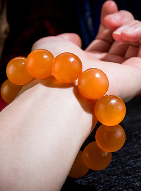 藏式天然西藏正宗金丝牦牛角手串