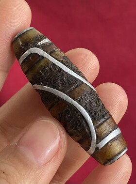 文玩藏式嘎嘎包银镶嵌款天珠吊坠