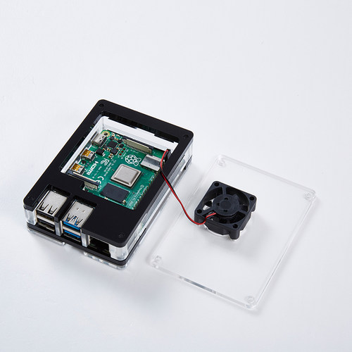 树莓派4B主板外壳亚克力壳子散热Raspberry pi4代兼容风扇散热片 - 图0