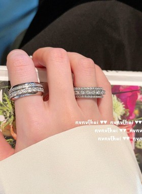 塞纳河畔满天星宝石转动戒指 星河璀璨 镀18K金 多排闪钻锆石戒指