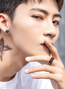 黑色ins戒指中国风可转动解压