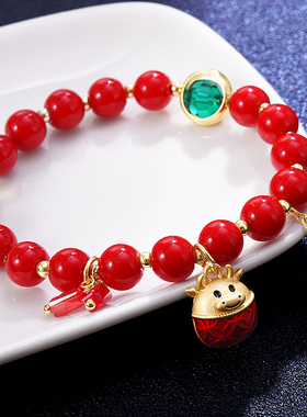 红色珠子牛气冲天手链小牛锦鲤