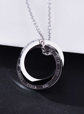 男士戒指双环挂坠情侣学生锁骨链