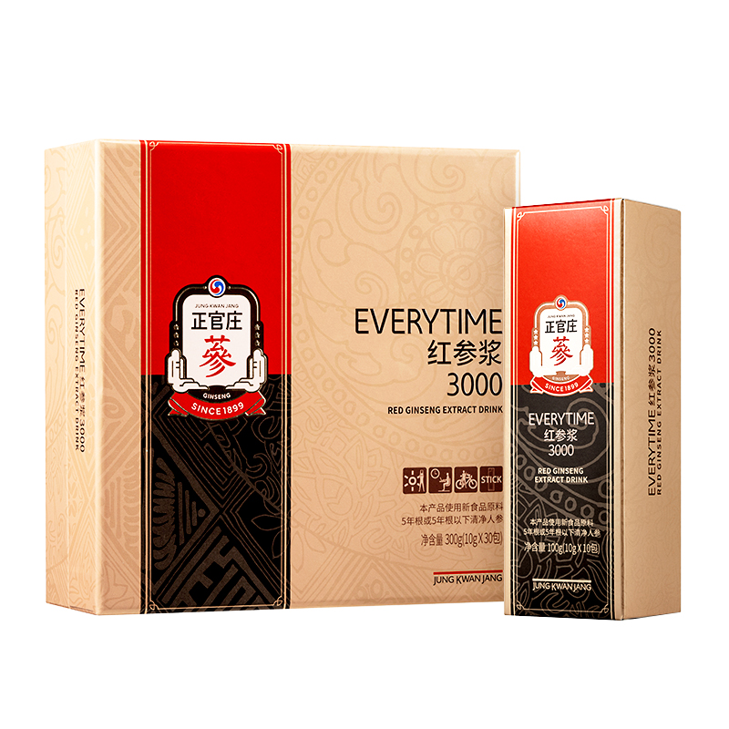 韩国正官庄红参液浓缩液EVERYTIME红参浆红参口服液饮品10盒*30袋