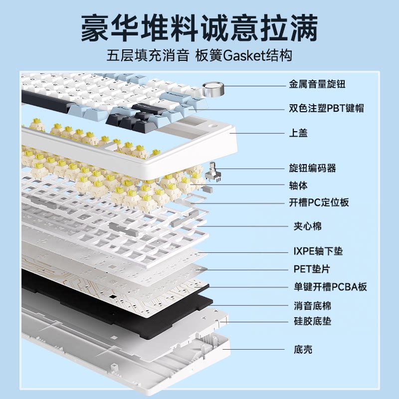 【七夕礼物】狼蛛F75客制化机械键盘无线蓝牙办公游戏电竞专用