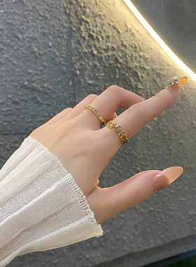 轻奢小众设计欧美风微镶锆石戒指