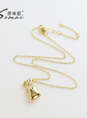 sumni/莎米尼欧美风时尚可爱口袋造型吊坠项链女18K包金
