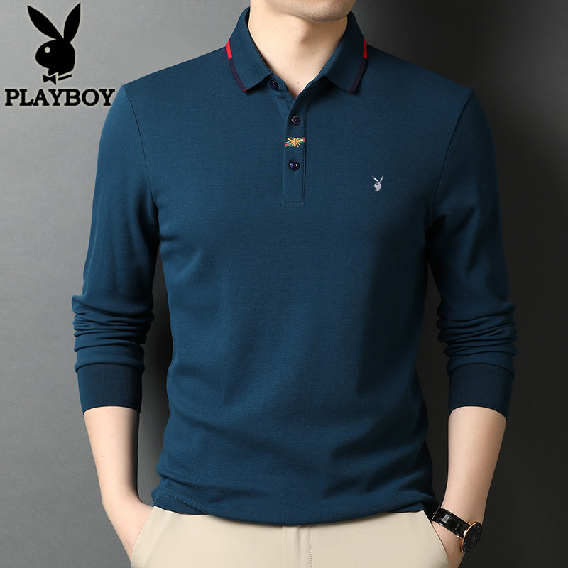 花花公子长袖男装春秋季纯棉上衣 家缘服饰T恤