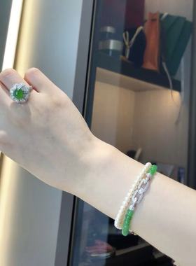 轻奢白金色镶碎钻小米珠链扣