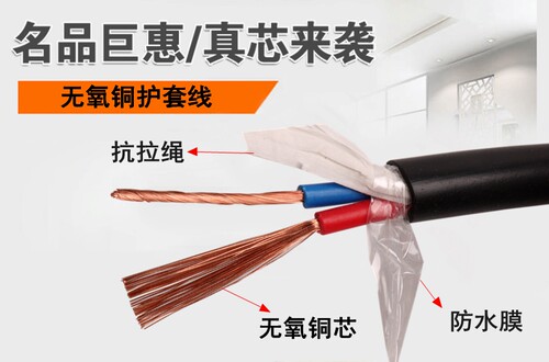 国标足米无氧铜监控电源线2芯3芯4芯0.5/075/1.0平方信号线200米 - 图2
