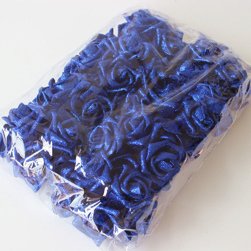 带杆仿真金粉玫瑰花头pe蓝色妖姬花朵水晶花diy卡通花束包装材料,淘宝优惠券,粉丝福利购,淘宝优惠卷