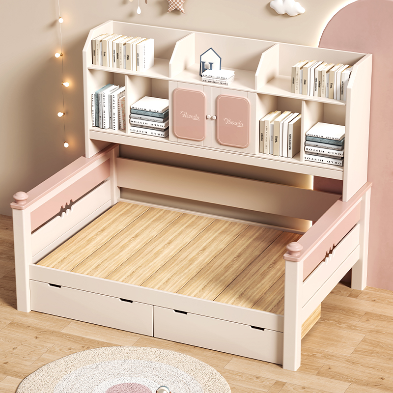 实木儿童衣柜床一体组合床樱桃木小户型高箱储物床女孩卧室榻榻米 - 图2