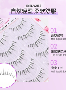 5对装 小恶魔假睫毛女自然仿真整条仙子毛透明梗漫画眼新娘妆专用