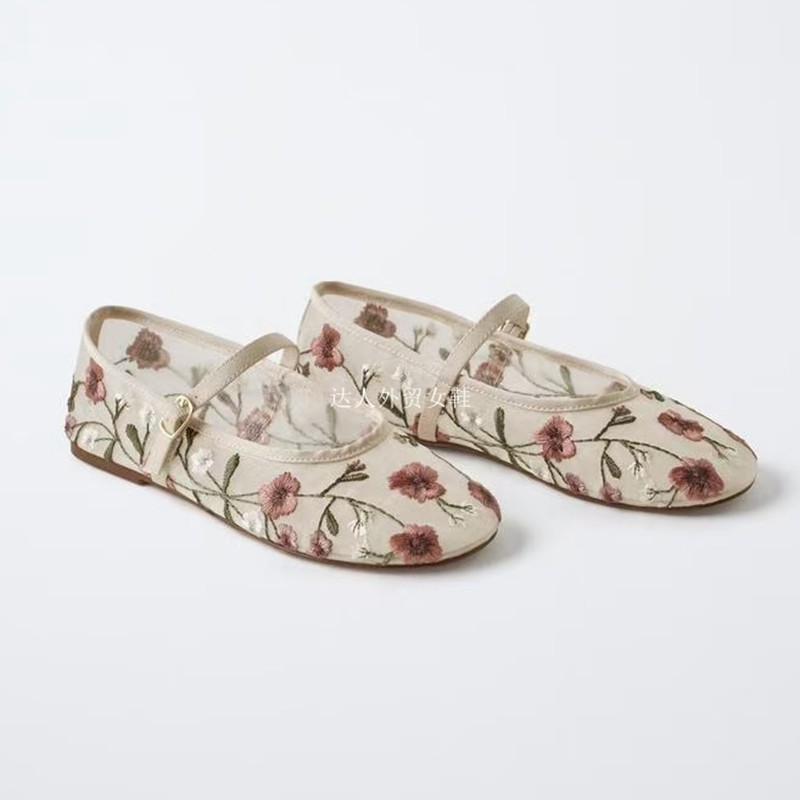 西班牙2025夏季新品圆头浅口休闲中空女鞋刺绣平底芭蕾舞欧美单鞋,淘宝优惠券,粉丝福利购,淘宝优惠卷