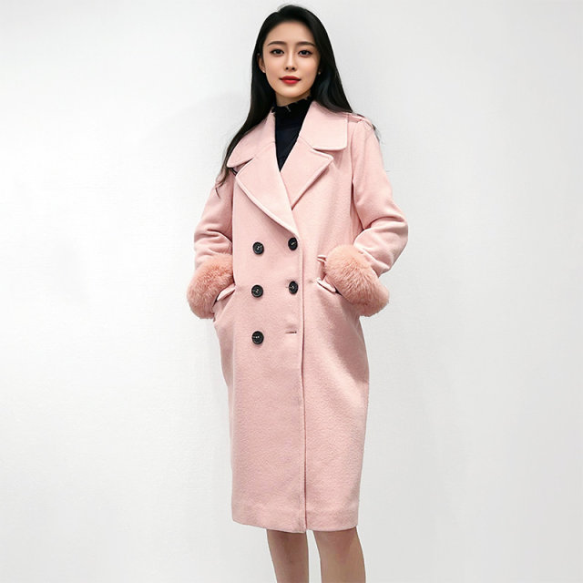 季候风冬通勤时尚显瘦加厚保暖中长款羊毛呢大衣外套女6804DA205