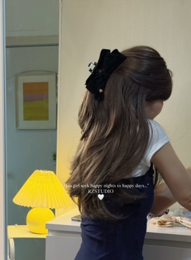 RZSTUDIO black黑色丝绒 温柔复古少女香蕉夹蝴蝶结抓夹