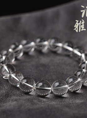 天然白水晶手链东海水晶白水晶手串手饰手链女串珠手链天然水晶