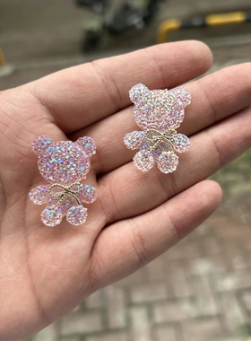 热门款闪亮小熊璀璨小熊蝴蝶结小熊鞋扣阳光下闪闪发亮自粘鞋配件