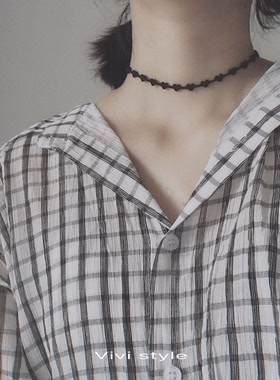 颈链锁骨项链女项圈choker脖链黑绳脖子饰品颈饰黑色新款chocker