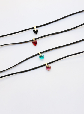 CHOKER爱心黑色颈带锁骨链饰品