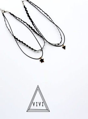 choker双层脖子饰品黑色新款项链