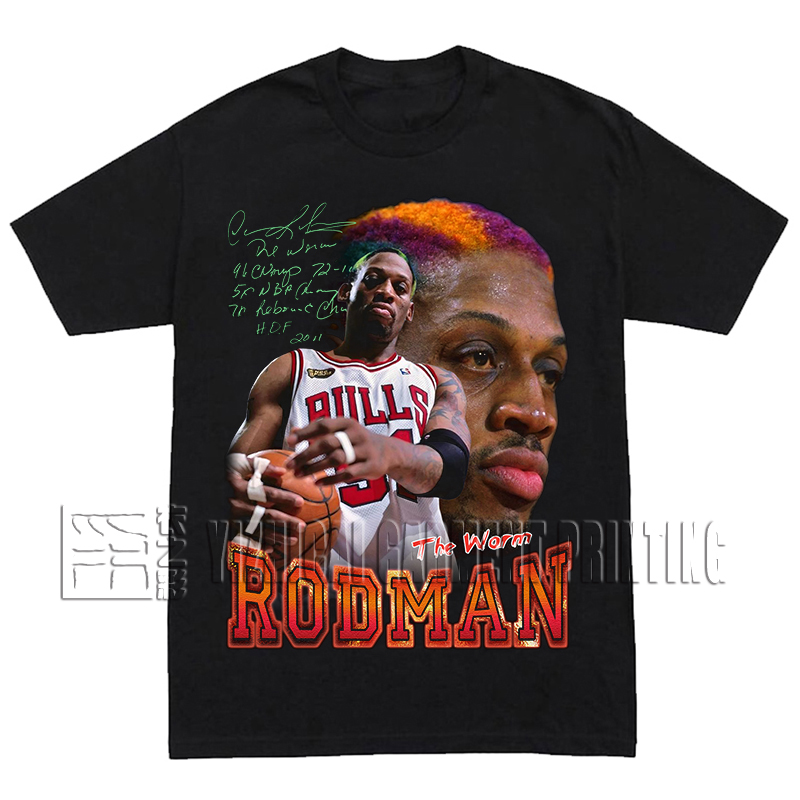 Rodman公牛篮板王罗德曼马刺米索汉原创ins复古重磅水洗纯棉T恤 - 图3