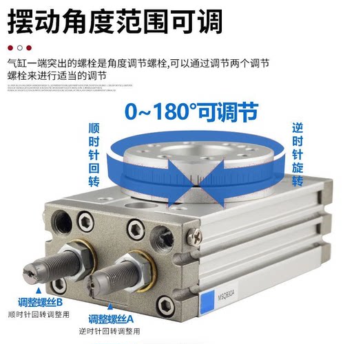 SMC型亚德客型旋转气缸带缓冲HRQ/MSQB-10A 20A 30A 50R 70A 100A - 图1