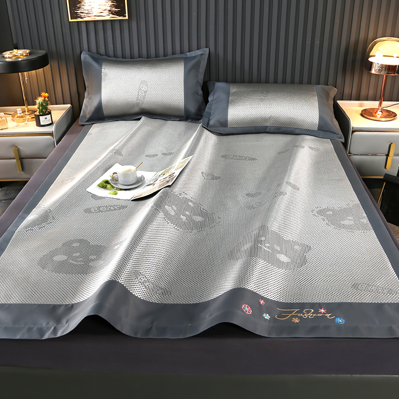 2022夏季新款家用冰丝三件套藤席子 棉客家纺凉席/竹席/藤席/草席/牛皮席