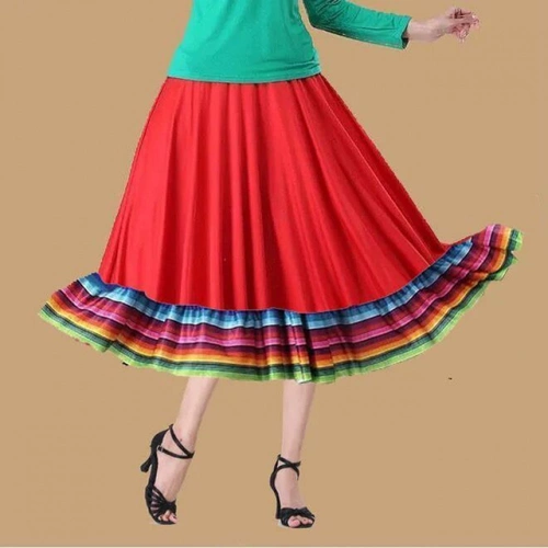 Длинная танцующая весенняя летняя этническая юбка, А-силуэт