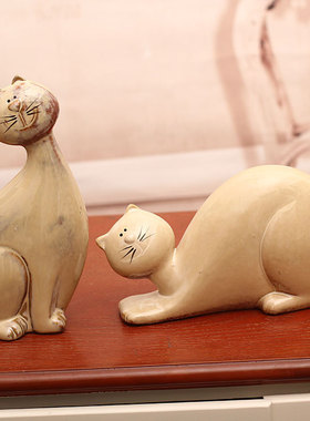 招财猫欧式风复古做旧创意陶瓷