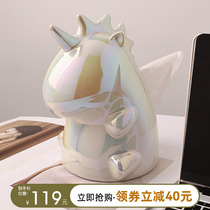 Behan Beauty Unicorn Rind Wind Ceramic Pumping Cardboard Box Home Living Room Light Lavish Tissue Box Home Tabletop Decorations