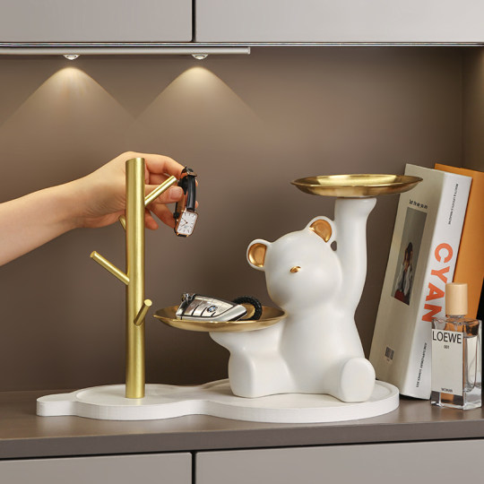 暴力熊钥匙收纳玄关装饰品入户门口鞋柜摆件客厅家居乔迁新居礼品