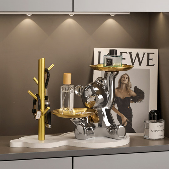 暴力熊钥匙收纳玄关装饰品入户门口鞋柜摆件客厅家居乔迁新居礼品