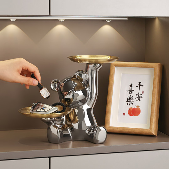 暴力熊钥匙收纳玄关装饰品入户门口鞋柜摆件客厅家居乔迁新居礼品