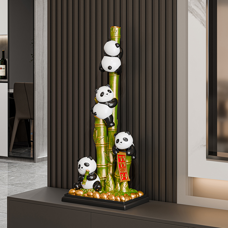 贝汉美节节高升熊猫入户玄关摆件客厅电视柜家居装饰乔迁新居礼物 - 图1